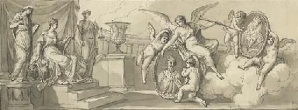 Fame, con alcuni Genii, che presenta alla Gran Bretagna i ritratti di Alfredo il Grande e della Regina Elisabetta